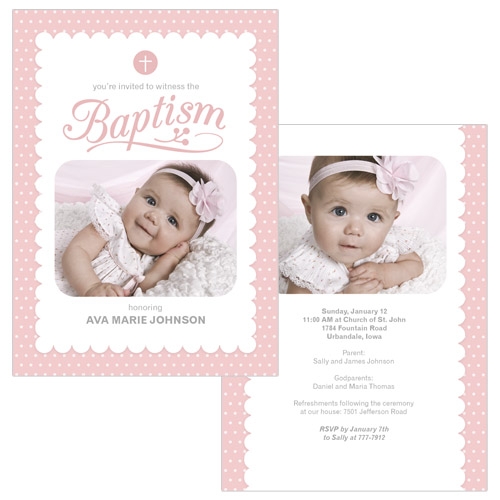 Religious Greeting Cards from JCPenney Portrait Studios - Baptism Pink 5x7