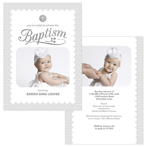 Religious Greeting Cards from JCPenney Portrait Studios - Baptism Gray 5x7