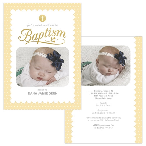 Religious Greeting Cards from JCPenney Portrait Studios - Baptism Gold 5x7